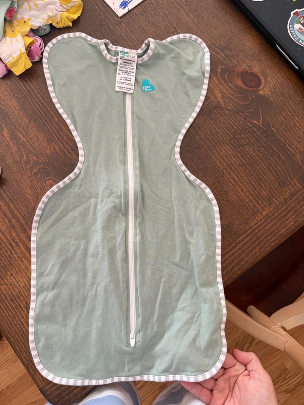 Love to dream Sage Green Zippered Baby One-Piece Footie
